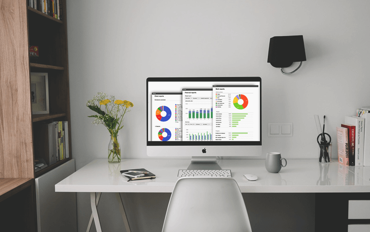 screen with data analytics and reporting