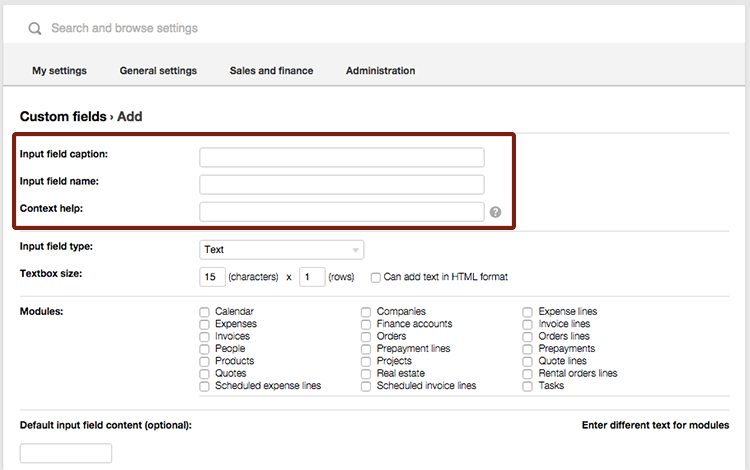 Scoro version update 15.4 custom fields