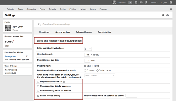 how to lock invoices in scoro