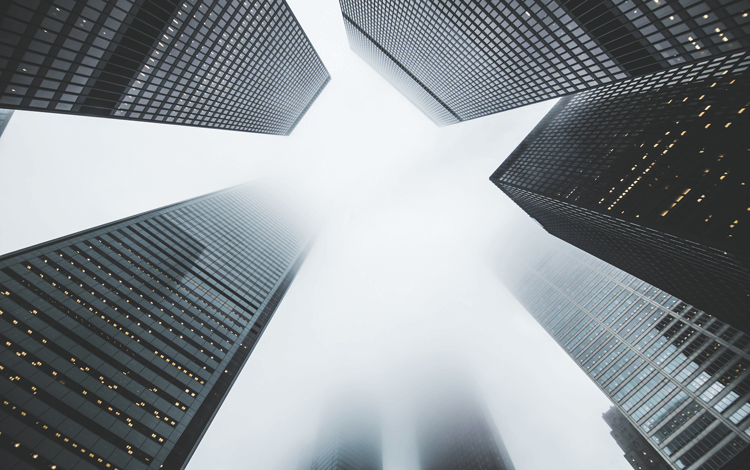 business offices in the fog