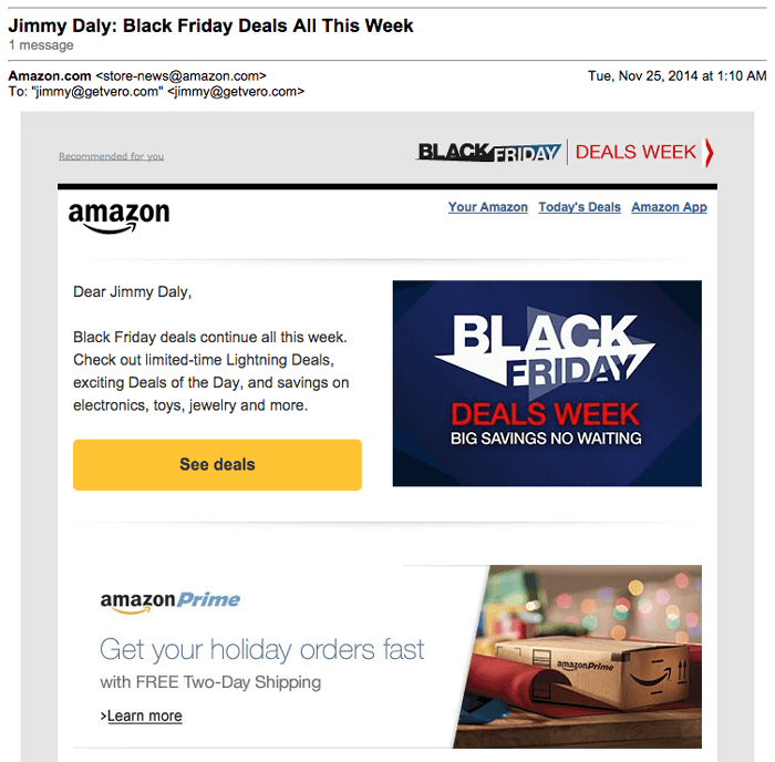 discount email example Amazon