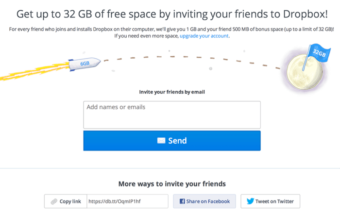 referral email example Dropbox