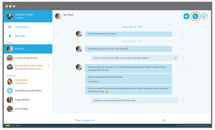 Skype team communication tool