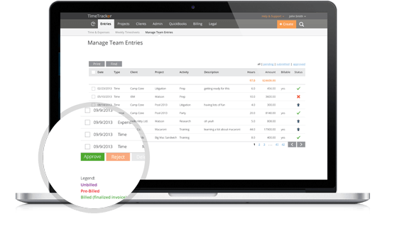 eBillity time tracking program