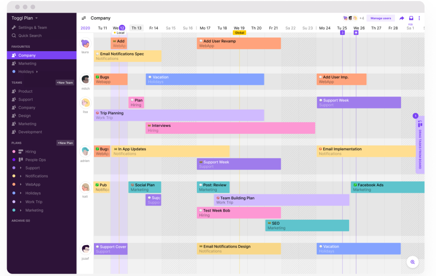 Toggl Plan product screenshot