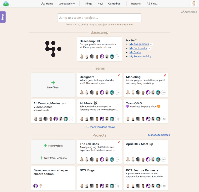 Basecamp project management software