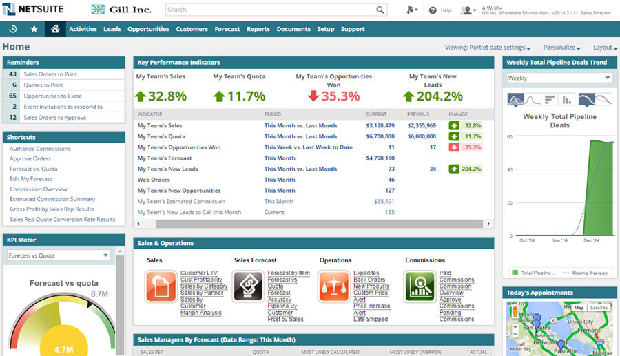 Netsuite product screenshot