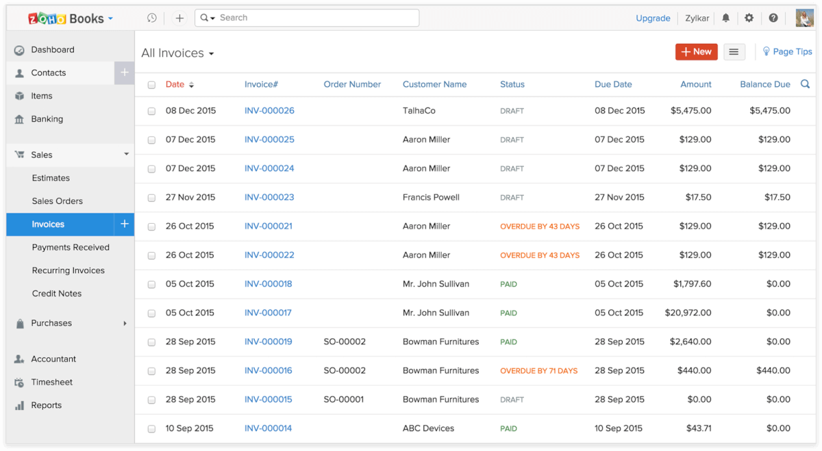 Zoho Books Invoicing and Billing Software