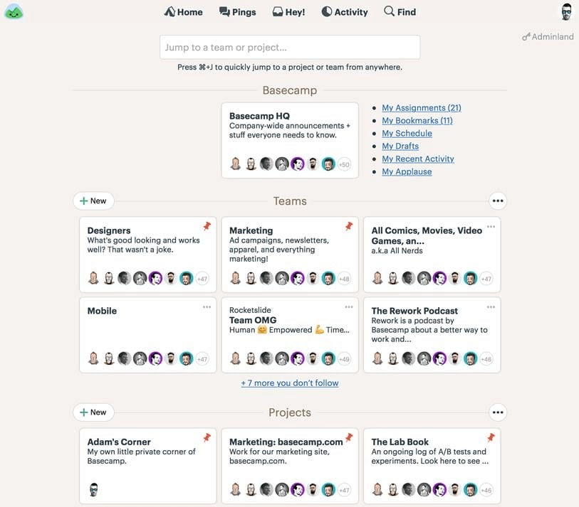 Basecamp product screenshot