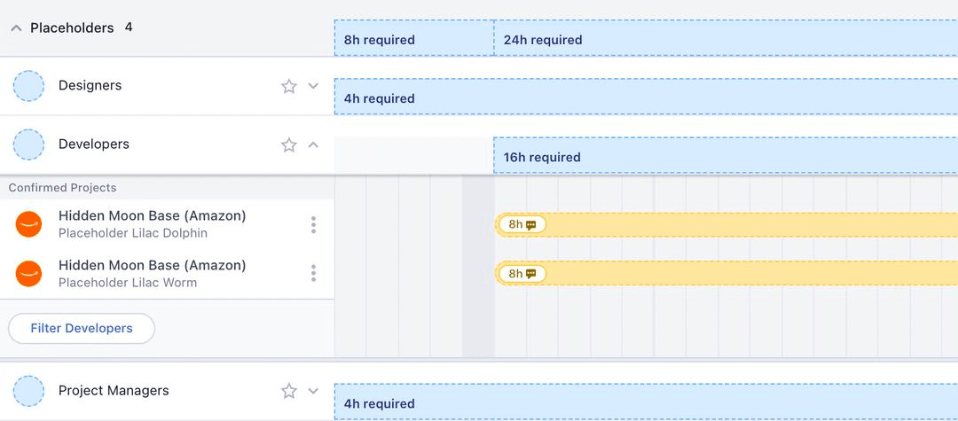 Project placeholders in Runn