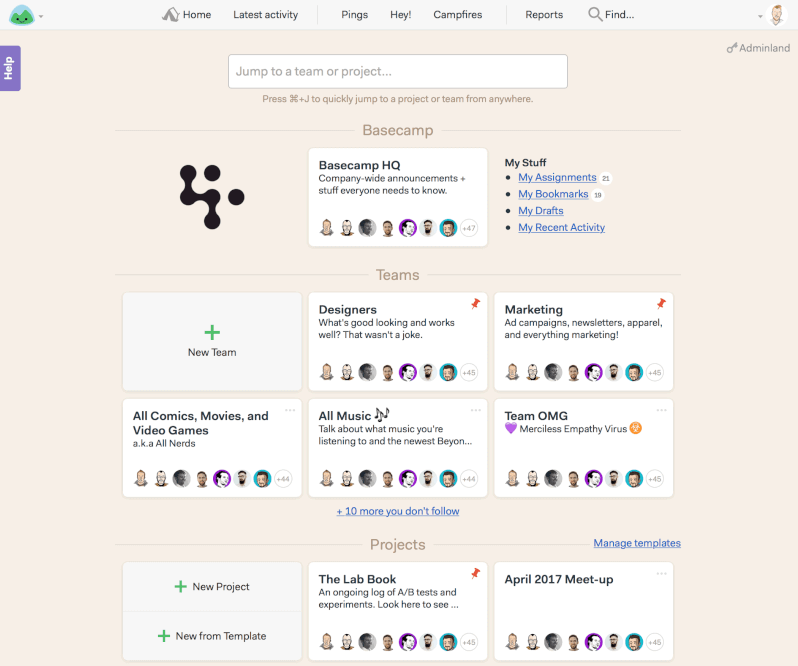 Basecamp product screenshot