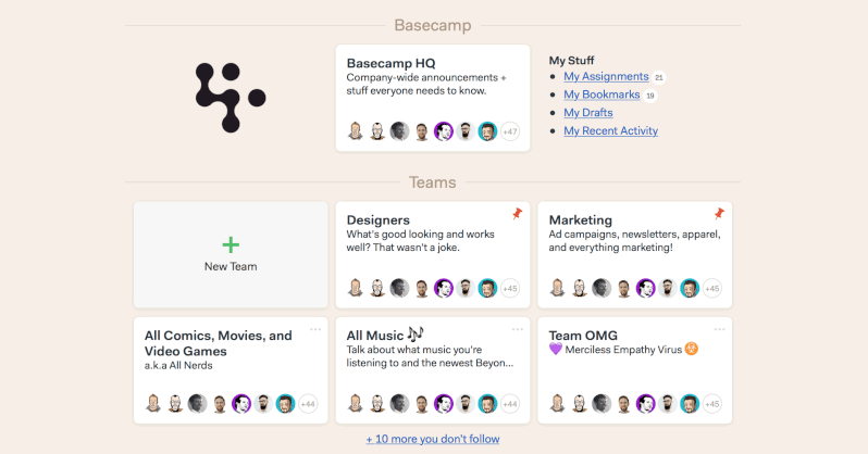 Basecamp product screenshot