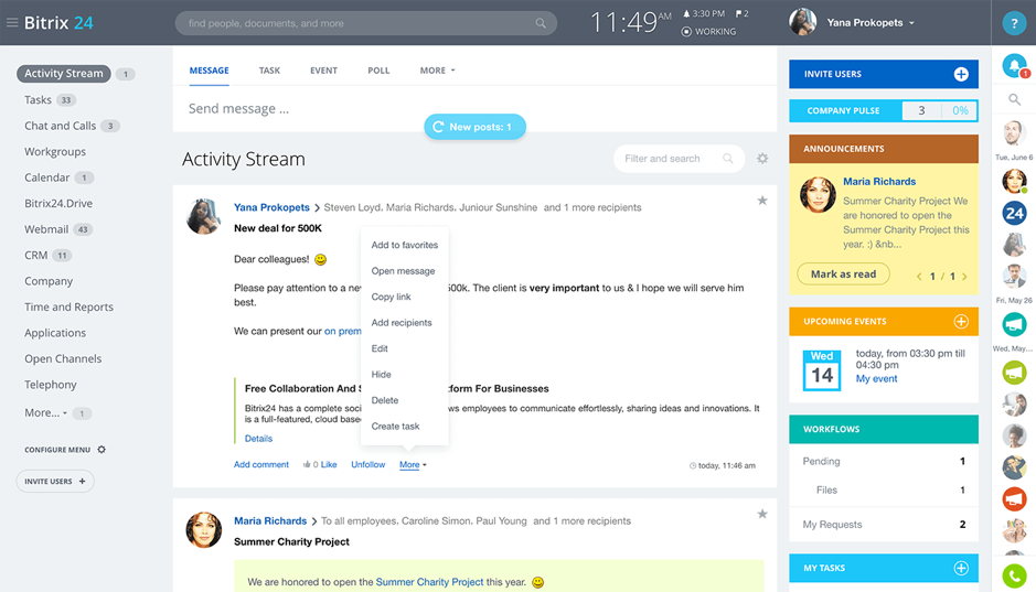Bitrix24 - Basecamp alternative