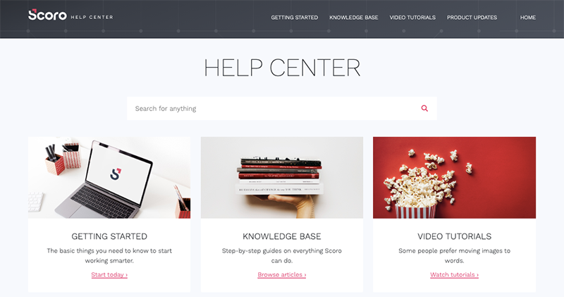 Scoro Help Center Screenshot