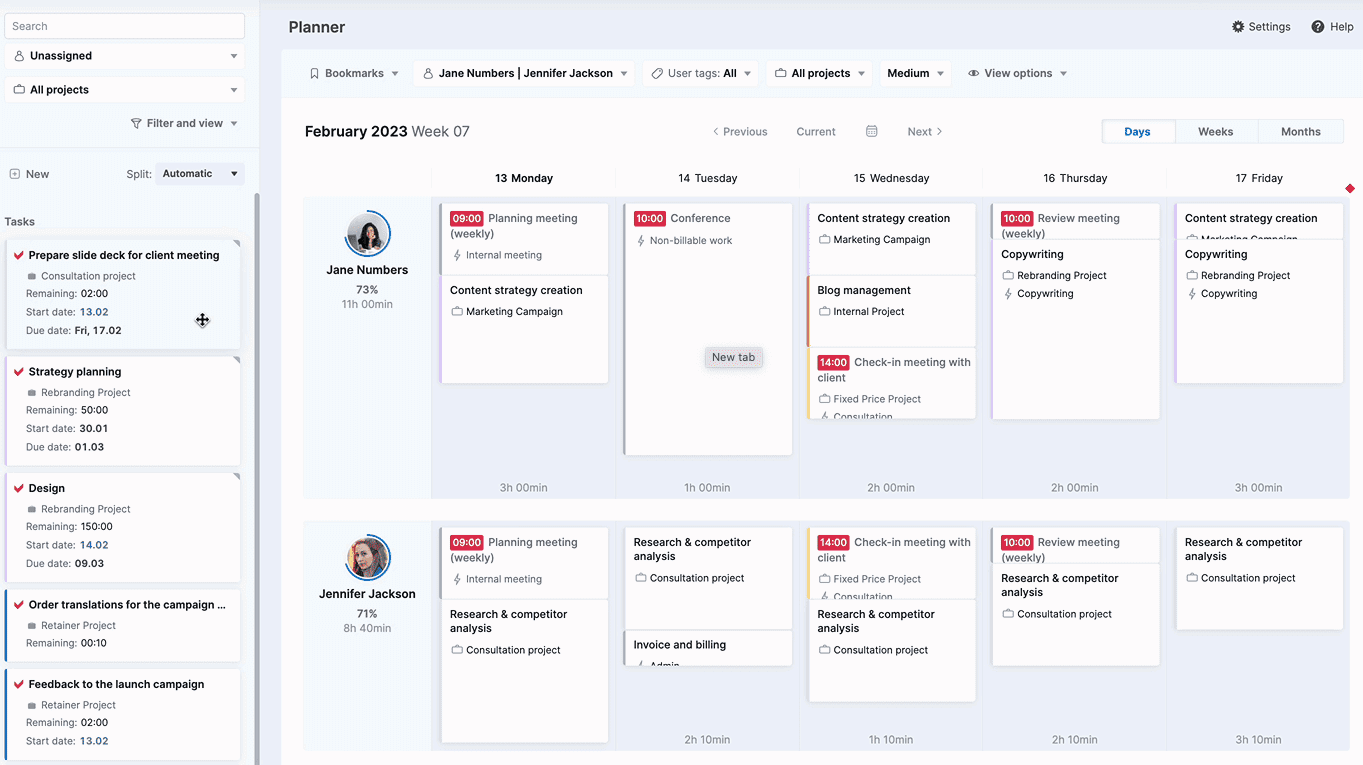 Screenshot of Scoro Planner