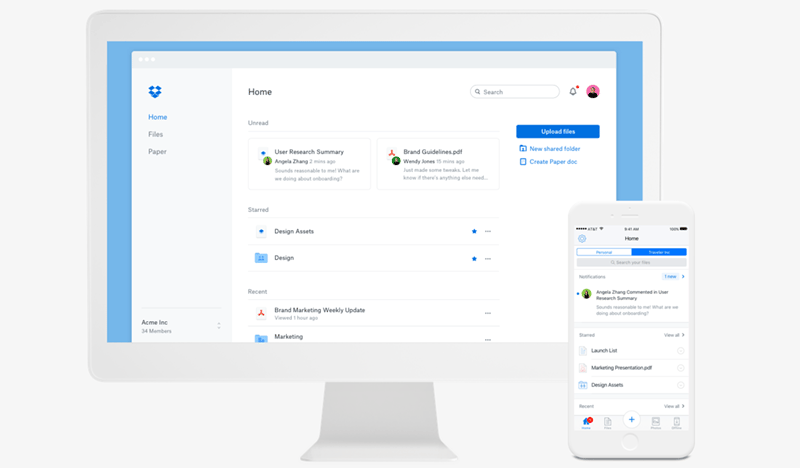 Dropbox product screenshot