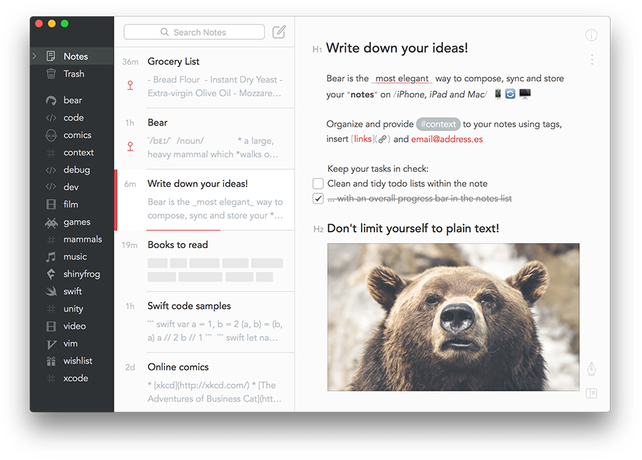 Bear product screenshot