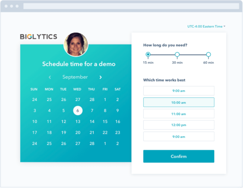 Hubspot meetings product screenshot