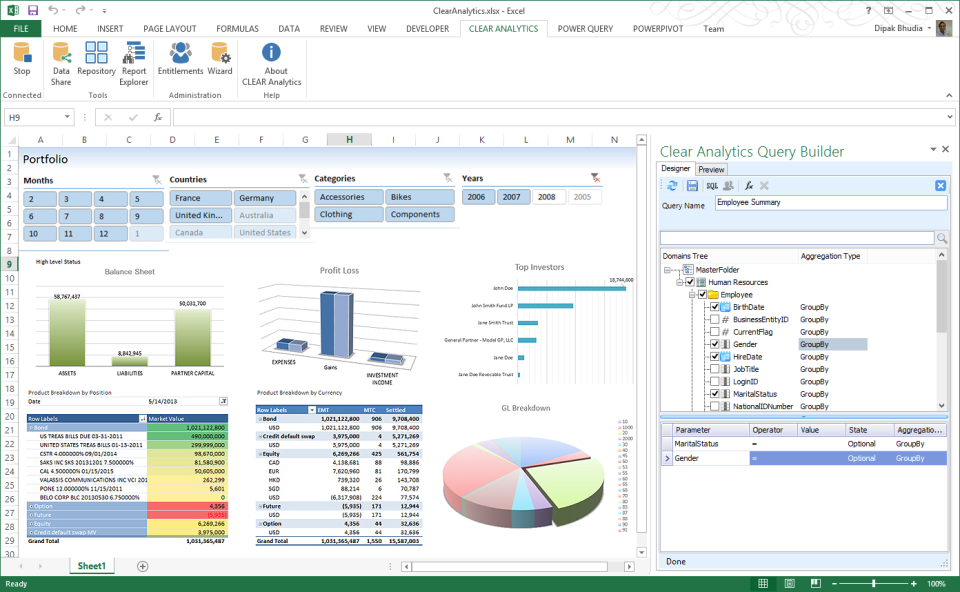 Clear analytics product screenshot