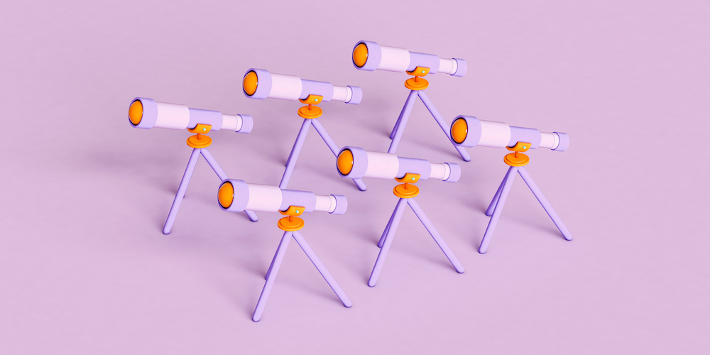 Telescopes on a purple background