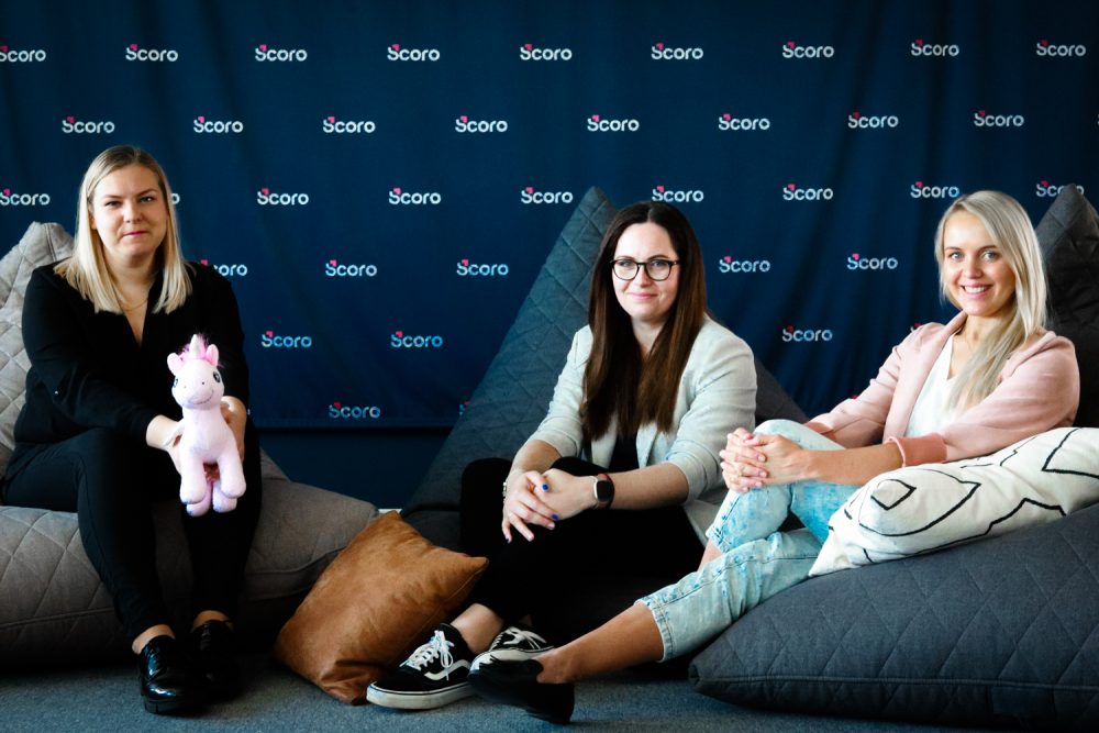 team of three sitting in office