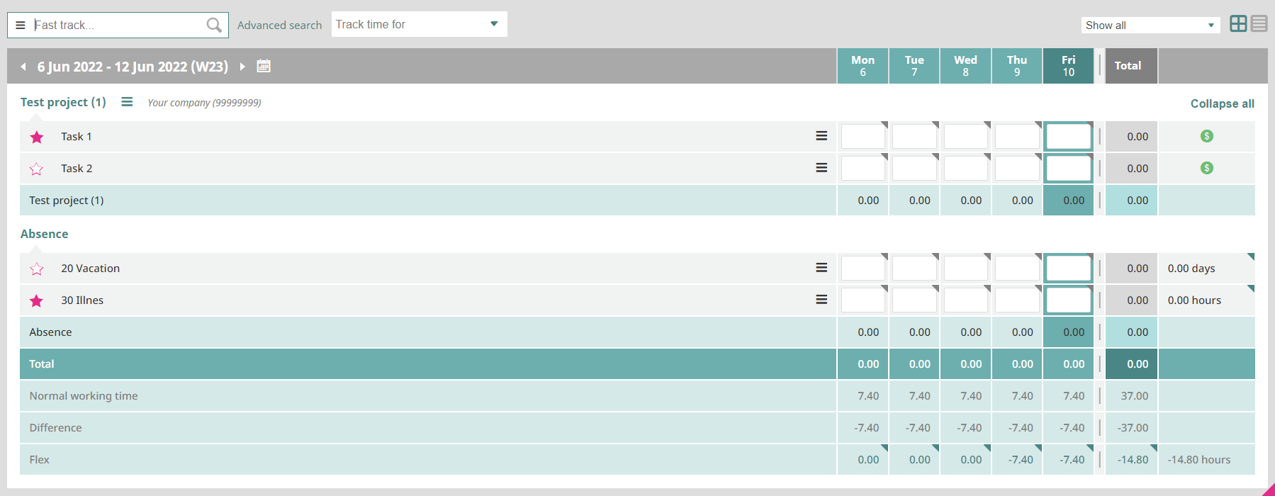 timelog software dashboard