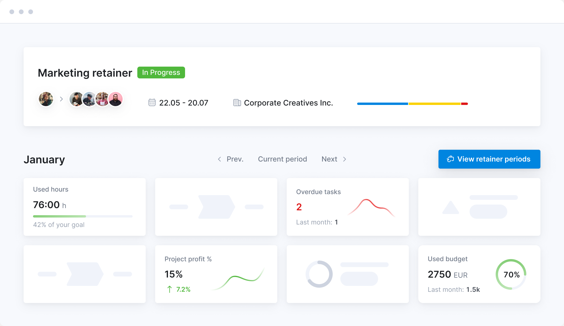 manage retainers in Scoro - preview
