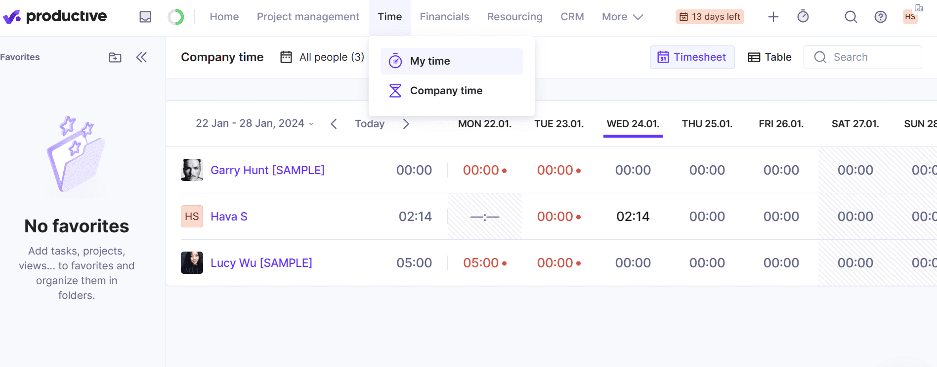 Accessing timesheets in Productive