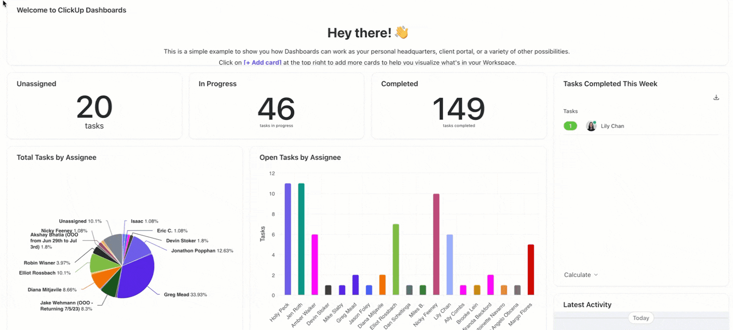 ClickUp dashboard