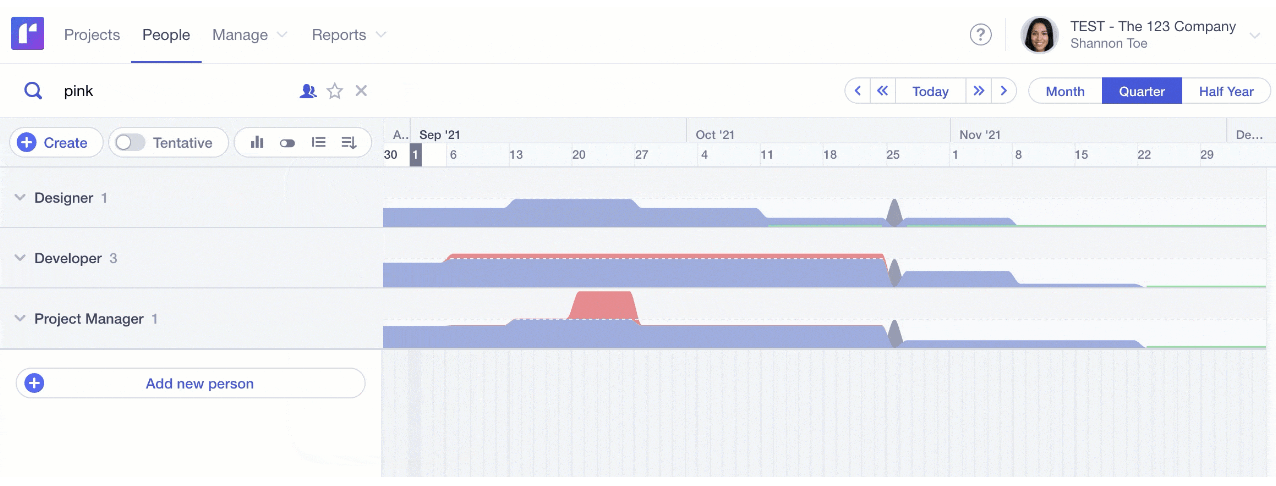 People resource chart in Runn