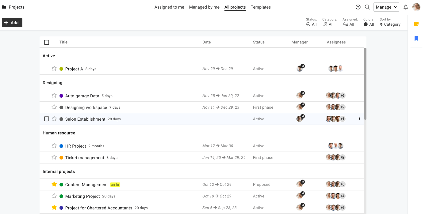 Project view in Proofhub